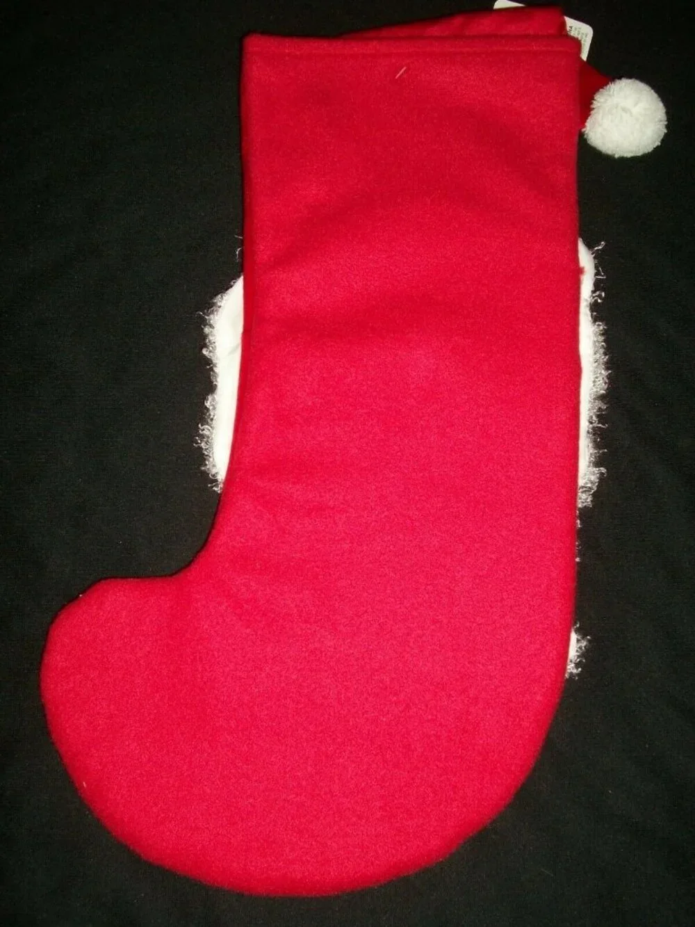 Red Textured Santa Christmas Stocking Holiday Decoration 3D Hollly Berry Beard